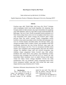 Book Report of Night by Elie Wiesel