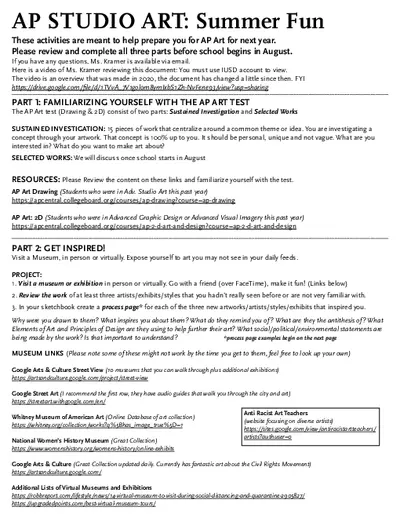 AP STUDIO ART: Summer Fun
