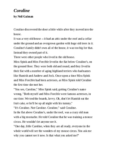 Coraline by Neil Gaiman: PDF Download