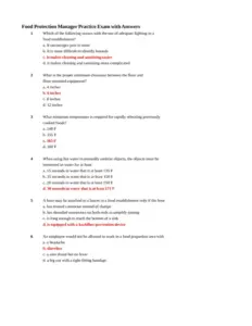 NYC Food Protection Final Exam Answers