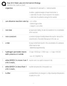 Exp 24 A Rate Law and Activation Energy