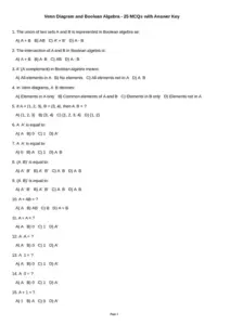 Venn Diagram & Boolean Algebra MCQs