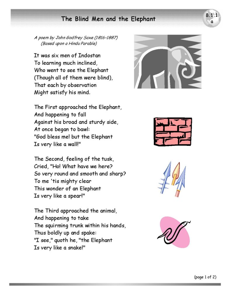 The Blind Men and the Elephant Poem