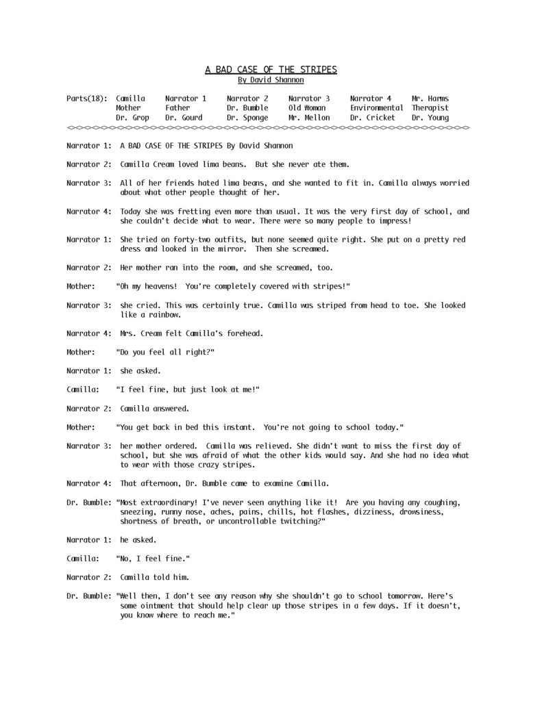 A Bad Case Of The Stripes By David Shannon