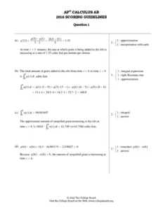 AP Calculus Ab 2018 International Practice Exam FRQ Scoring Guidelines