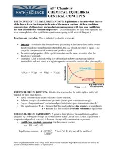 AP Chemistry Chemical Equilibria General Concepts