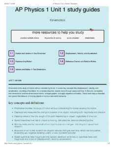 AP Physics 1 Unit 1 Kinematics Study Guide