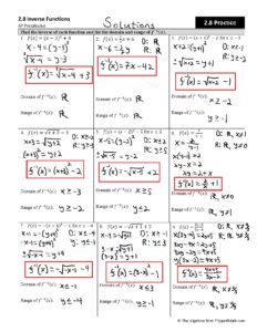 AP Precalculus 2.8 Inverse Functions Answer Key