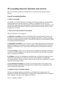 30 Accounting Interview Questions and Answers Guide PDF