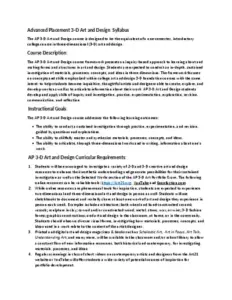 Advanced Placement 3-D Art and Design Syllabus
