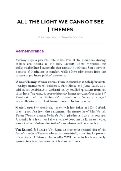 All The Light We Cannot See Themes