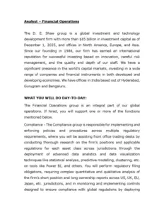 Analyst – Financial Operations