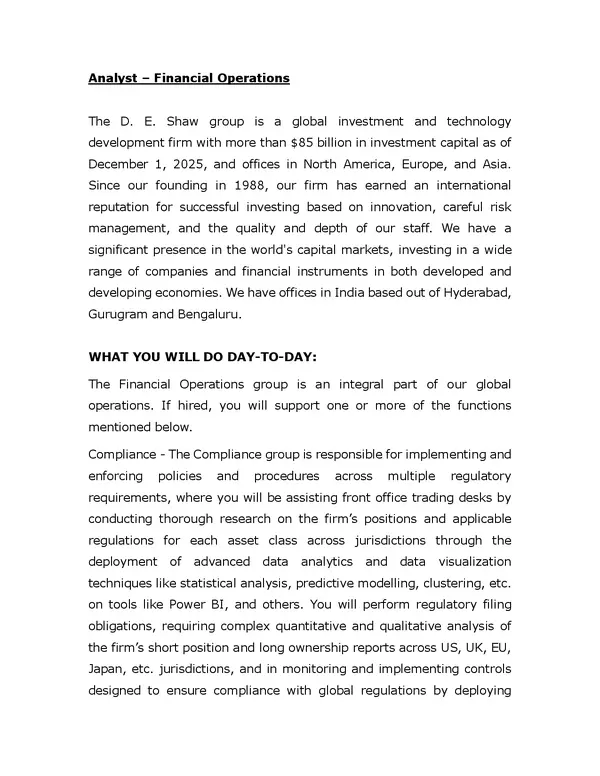 Analyst – Financial Operations