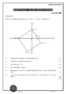 Analytical Geometry Past Papers Questions and Solutions