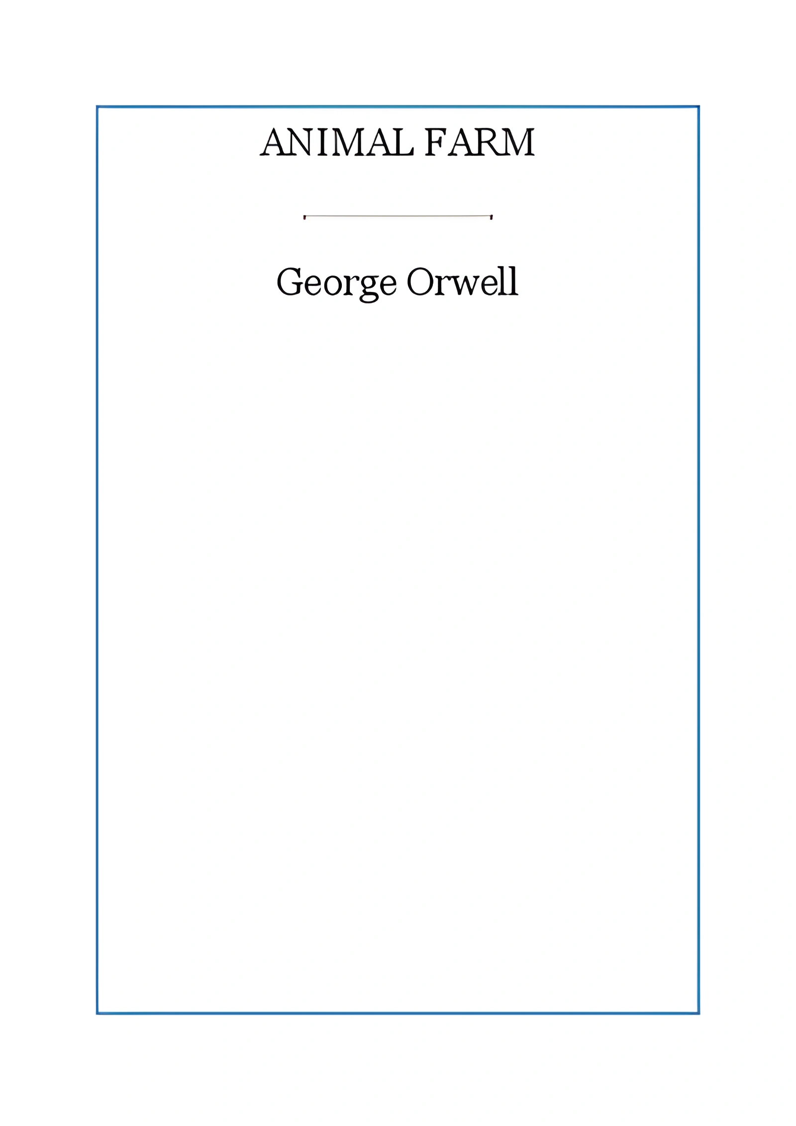 Animal Farm George Orwell