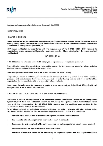 ISO 37001:2016 - Supplementary appendix