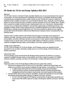 AP Studio Art: 2D Art and Design Syllabus 2022-2023