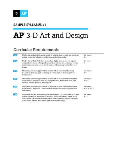Ap 3-d Art And Design Sample Syllabus 1