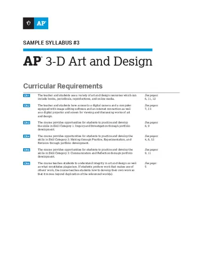 Ap 3d Art And Design Sample Syllabus 3