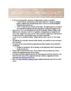AP 3D Art Student Info Sheet