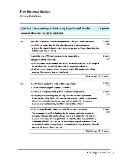 Ap Biology 2020 Practice Exam 1 FRQ Scoring Guidelines