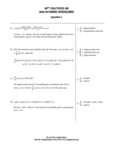 AP Calculus Ab 2018 International Practice Exam FRQ Scoring Guidelines