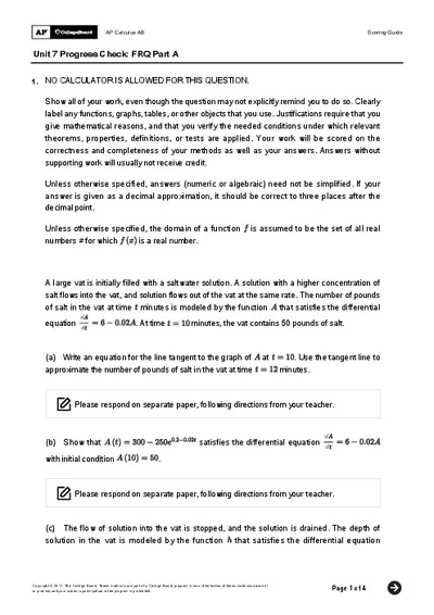 AP Unit 7 Progress Check: FRQ Part A Answers