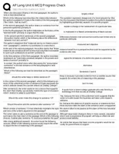 AP Lang Unit 6 MCQ Progress Check