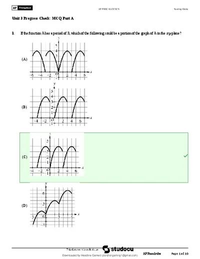 AP Precalculus Unit 3 MCQ Progress Check Part A