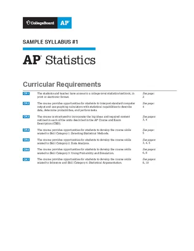 Ap Statistics Sample Syllabus 1