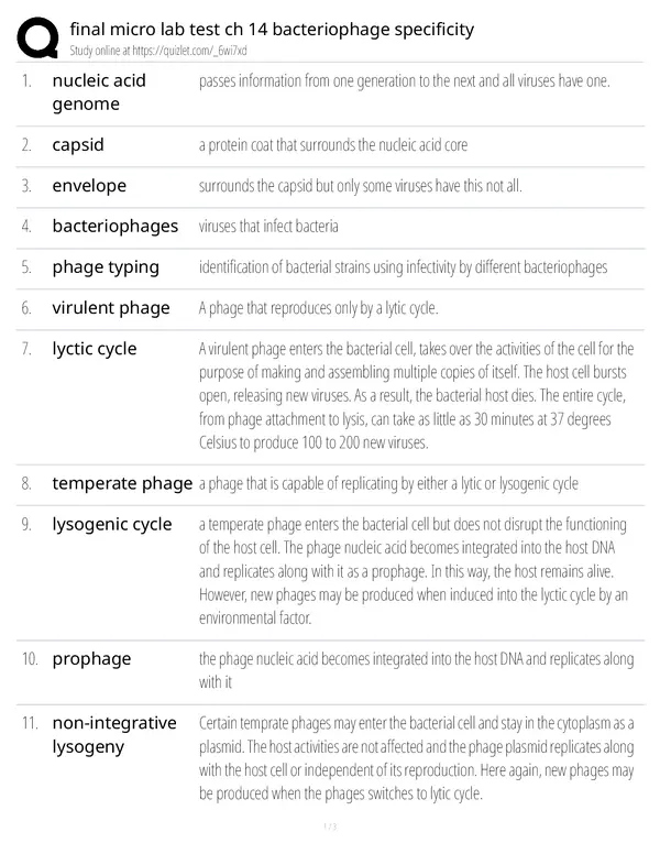 Lab Report 14 Bacteriophage Specificity