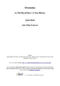 Oroonoko Novel by Aphra Behn