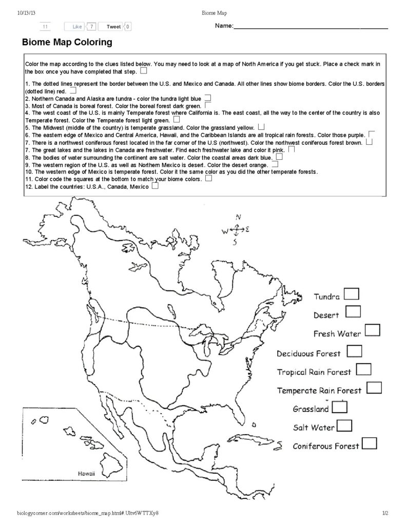 Biome Map Coloring Activity for Students