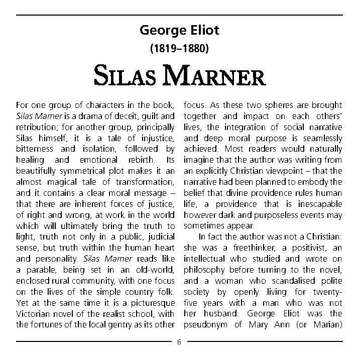 Silas Marner Novel by George Eliot