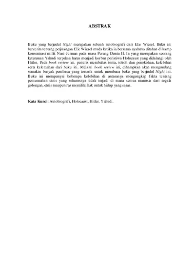 Book review of night written by elie wiesel