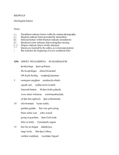 Beowulf: Old English Text Edition