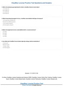 Chauffeur License Practice Test Questions And Answers
