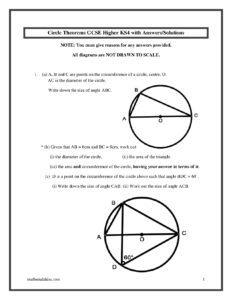 Circle Theorems GCSE Higher KS4 with Answers and Solutions