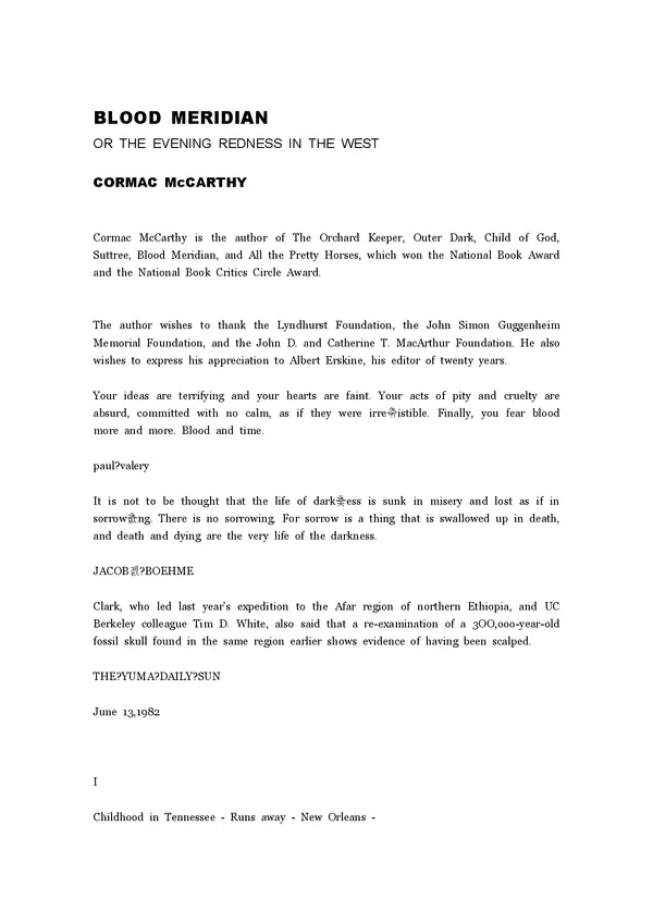 Cormac Mccarthy The Blood Meridian