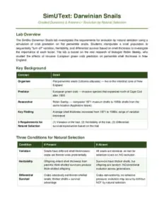 Darwinian Snails Graded Questions