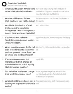 Darwinian Snails Graded Questions Answers