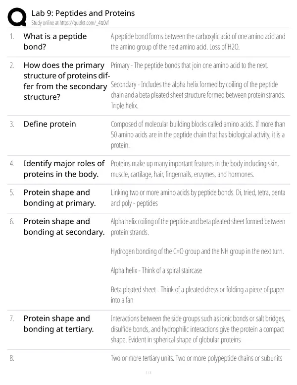 Lab 9: Peptides and Proteins