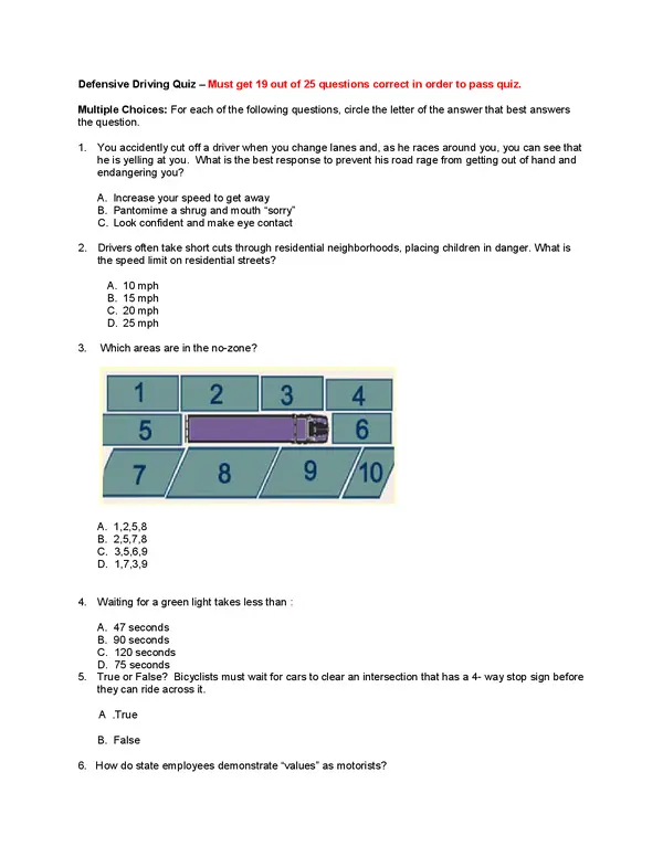 Defensive Driving Quiz