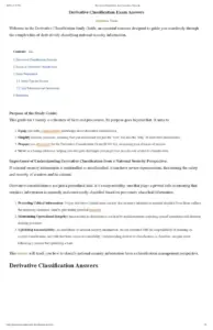 Derivative Classification Exam Answers