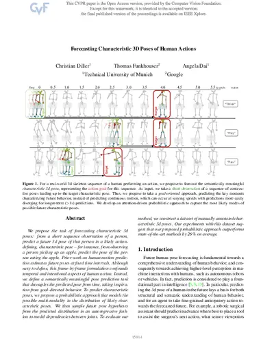 Forecasting Characteristic 3D Poses of Human Actions