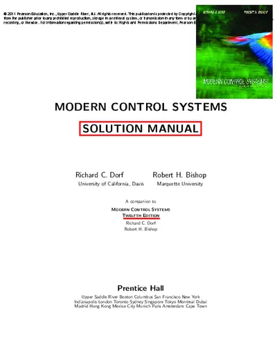 Modern Control Systems 12th Edition Solutions Manual PDF