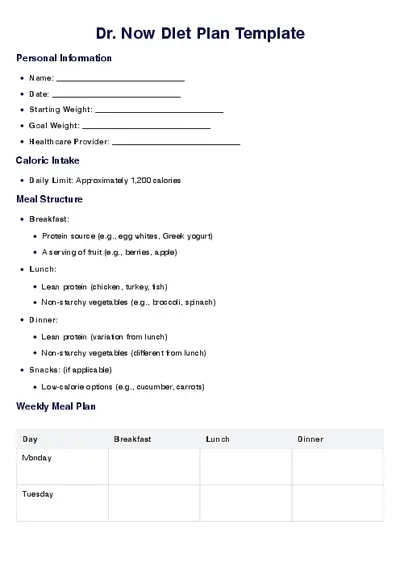 Dr. Now Diet Plan Template