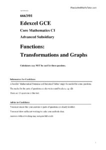 Edexcel GCE Core Mathematics C1 Functions Transformations