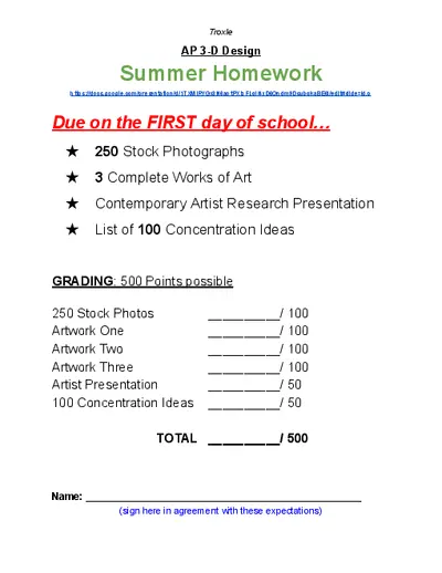 AP 3D Design Summer Homework