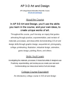 AP 3D Design Summer Homework